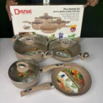 Disnie Marble Coating Nonstick Cookware Set - Brown - 7 Pcs
