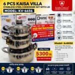Kv-6656, 6pcs Kaisa Villa Stainless Steel Cookingset, Induction bottom Cookware Set, Best Quality & Best Price in BD