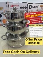Kv-6640, 6pcs Kaisa Villa Stainless Steel Cookingset, Induction bottom 6pcs Cookware Set, Best Quality & Best Price in BD