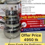 Kv-6644, Kaisa Villa Stainless Steel Cookingset, Induction bottom 6pcs Cookware Set, Best Quality & Best Price in BD