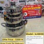 Kv-6656, 6pcs Kaisa Villa Stainless Steel Cookingset, Induction bottom Cookware Set, Best Quality & Best Price in BD