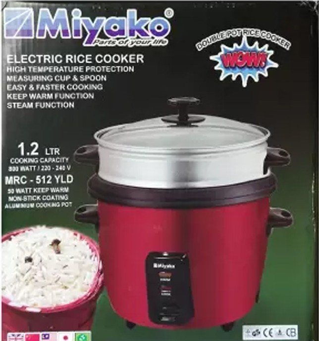mrc-512 Miyako Rice Cooker Double Pot 1.2 Ltr MRC-512 YLD - Image 1