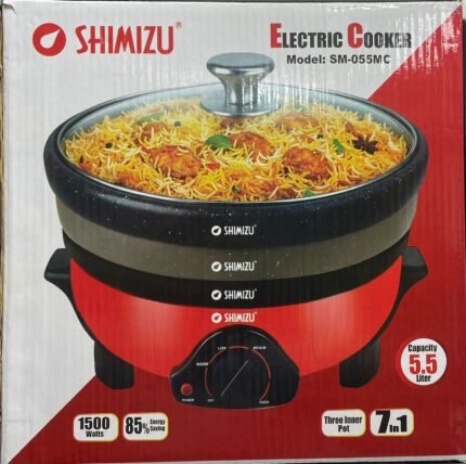 Shimuzi Multifuncation Kari Cooker 5.5Liter, 1500watts, 3 Pot, 3 Lid