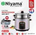 Niyama Electric Ricecooker NRC-081T, 3 IN 1 Rice Cooker – 2.8 Liters, 3 inner Pot, 1 Steamer, 1 lid / 1200 watts