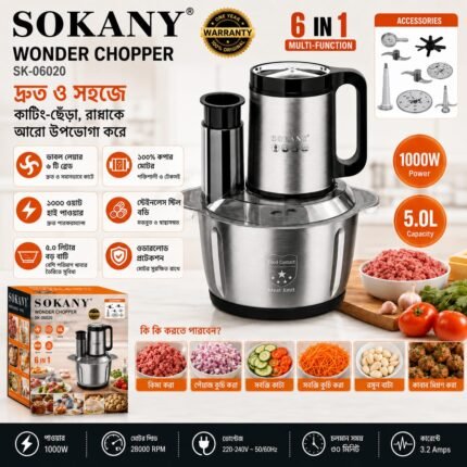 SOKANY 3 Liter 6 in 1 Multi-Function Food Chopper, Wonder Chopper SK-06019