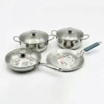 KIAM NATURAL TRI-PLY STAINLESS STEEL COOKWARE 7-PIECE SET- KARAI 26 CM, CASSEROL 26 CM, RUTI TAWA 26 CM, FRY PAN 24 CM - Image 3