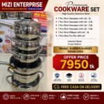 Kv-6685 Kaisa, 5 Layers Induction Based, 12pcs Kaisa Villa Stainless Steel Cookware Set Casserole, Saucepan, Milkpan With Faypan Best Quality & Best Price in BD