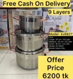 Kv-6627, 9 Layers Induction Based, KaisaVilla Stainless Steel Cookware Set Casserole Best Quality & Best Price in BD