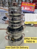 Kv-6684 Kaisa, 5 Layers Induction Based, 12pcs Kaisa Villa Stainless Steel Cookware Set Casserole, Saucepan, Milkpan With Faypan Best Quality & Best Price in BD