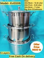 KV-EG06, 5 Layers Induction Based, Big Size- 6pcs Kaisa Villa Stainless Steel Cookware Set Best Quality & Best Price in BD