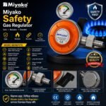 Miyako Safety Gas Regulator With Gas Level Indicator, Safety Lock System & Leak Resistant Design.
