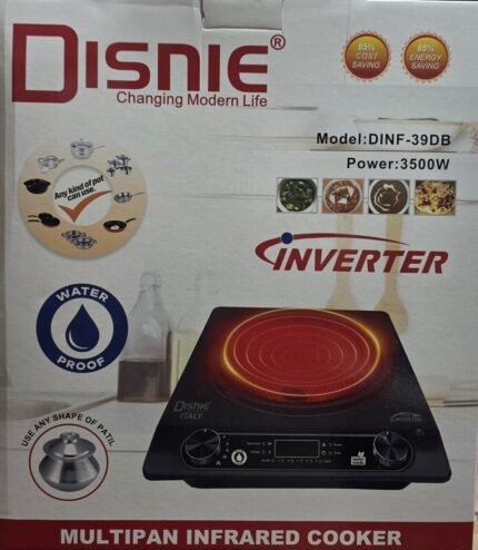 Disnie Multipan Infrared Dip Cooker 3500 Watts, Model- DINF-39DB, Inverter & Water Proof, All Cookware Supported