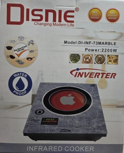 Disnie Infrared Cooker 2200 Watts, Model- DI-INF-73MARBLE, Inverter & Water Proof, All Cookware Supported